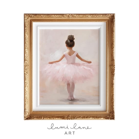Tiny Dancer Ballerina Art - Ballet, Toddler, Pink, Downloadable Wall Art, Digital Print, Frame TV Art, Vintage Inspired, Texture, Cute