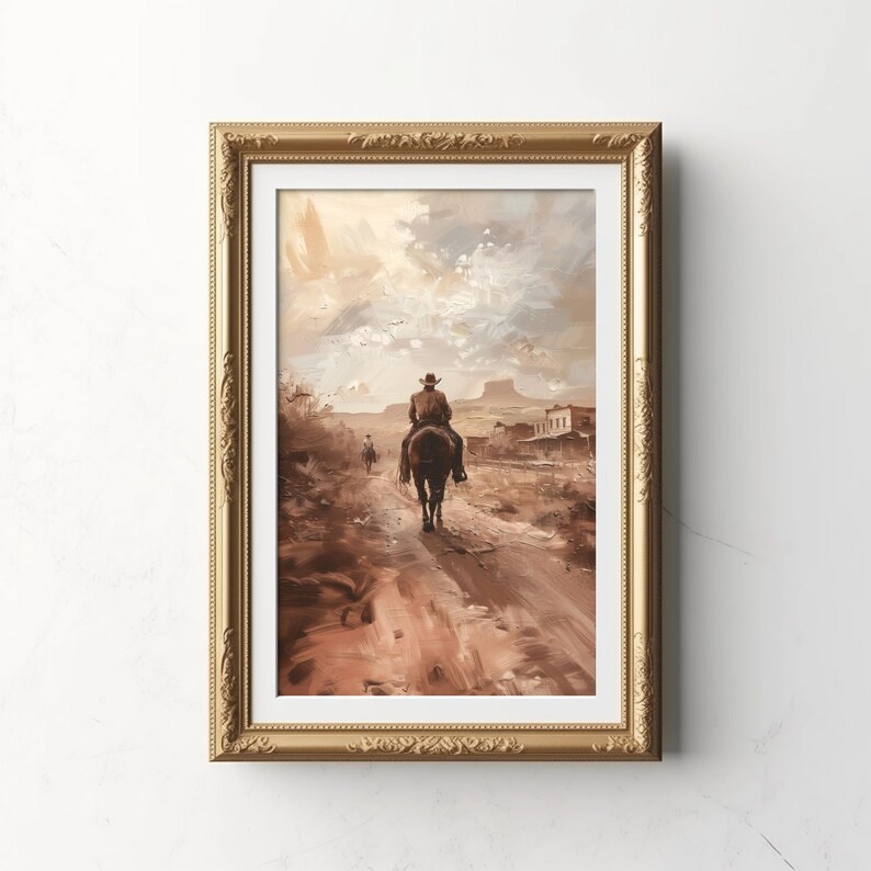Yippeekiyay Cowboy Riding Horse Art Downloadable Wall Art, Textured