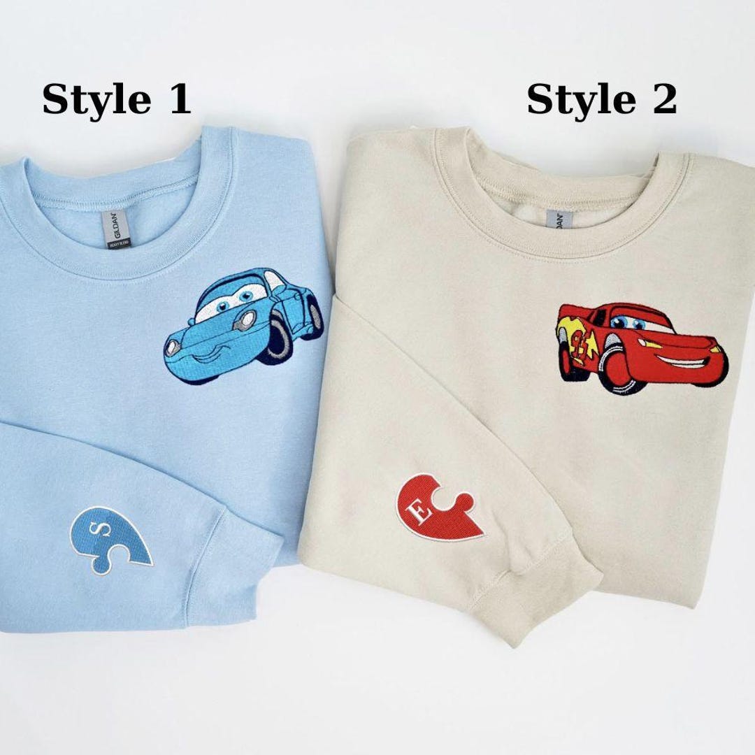Mcqueen and Sally Embroidered Sweatshirt Hoodies, Disney Couple ...
