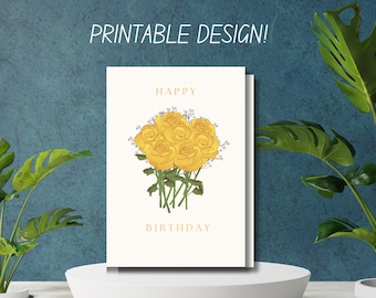 Cartão de Aniversário Rosa Amarela