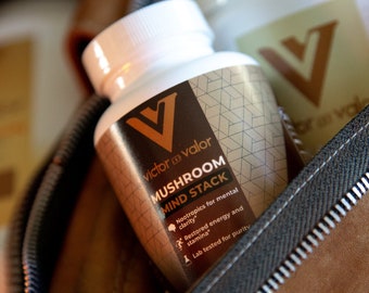 Mezcla de suplementos de hongos - Mind Stack - Cápsulas nootrópicas (melena de león, cordyceps, reishi, chaga, cola de pavo, maitake) - Victor and Valor