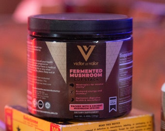 Fermented Mushroom Supplement Powder Blend - Cordyceps, Reishi, Shiitake - Gut Stack - Victor and Valor