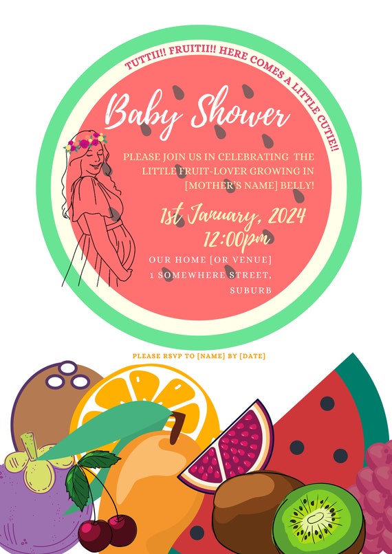Fruit Theme Baby Shower Invitation Canada