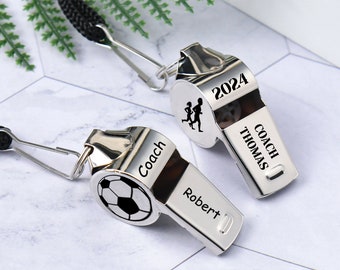 Engraved Sports Whistle Necklace,Personalized Whistle, Gift for Football and Basketball Coaches,Custom Coach Whistle,Graduation Gifts