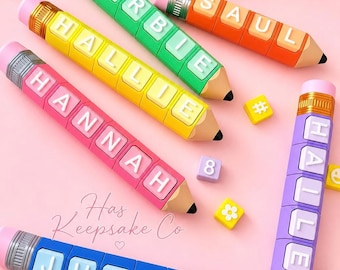 Personalized Pencil Clicker Keychain | Custom Name Backpack Tag | Back to School Gift | Teacher Gift | Fidget Keychain | School Accessory