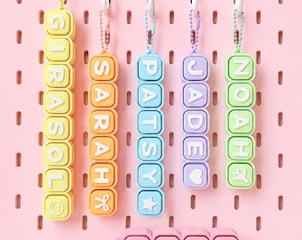 Personalized Pastel Name Clicker Keychain | Custom 3D Printed Backpack Charm | Cute Kawaii Name Keychain | Personalized Gift