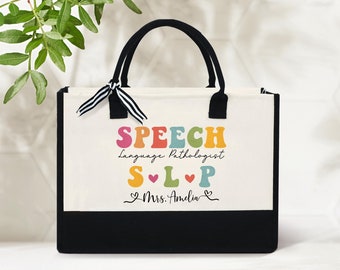 Speech Therapist Gift, Speech Therapy Tote Bag, SLP Custom Name Bag, Speech Language Pathologist Bag, Speech Therapy, Speech Pathologist