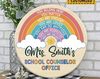 School Counselor Office Sign, Rainbow Classroom Decor, Classroom Door Sign,Teacher Appreciation Gifts,Psychologist Office Decor,Teacher Sign