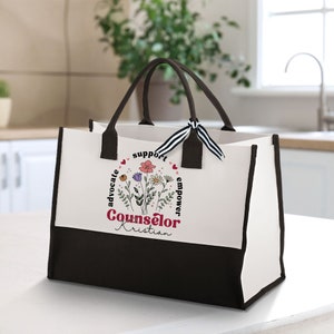 Personalized School Counselor Tote Bag, Teacher Appreciation Gift, School Counselor Gift, Counselor Appreciation Gift, Custom Counselor Bag image 3