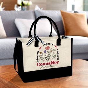 Personalized School Counselor Tote Bag, Teacher Appreciation Gift, School Counselor Gift, Counselor Appreciation Gift, Custom Counselor Bag image 2