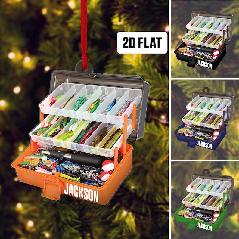 Personalized Fishing 2D Flat Christmas Ornament, Custom Fisher Ornament