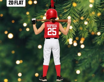 Personalized Kid Softball Player 2D Flat Ornament, Custom Name Softball Ornament, Softball Keepsake, Softball Uniform Ornament,Gift for Kids