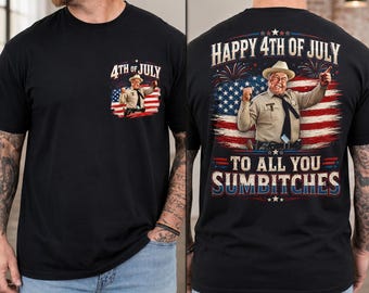 Feliz 4 de julio a todos ustedes, cabrones. Camiseta, camiseta retro de la película Smokey and the Bandit, película de los 70, espectáculo divertido de fuegos artificiales.