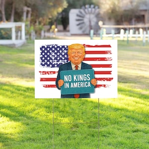 No Kings in America Yard Sign, Anti-Trump, Protest Yard Sign, Democracy Sign, Gift for Anti-MAGA, Liberal Yard Sign, Protect Democracy