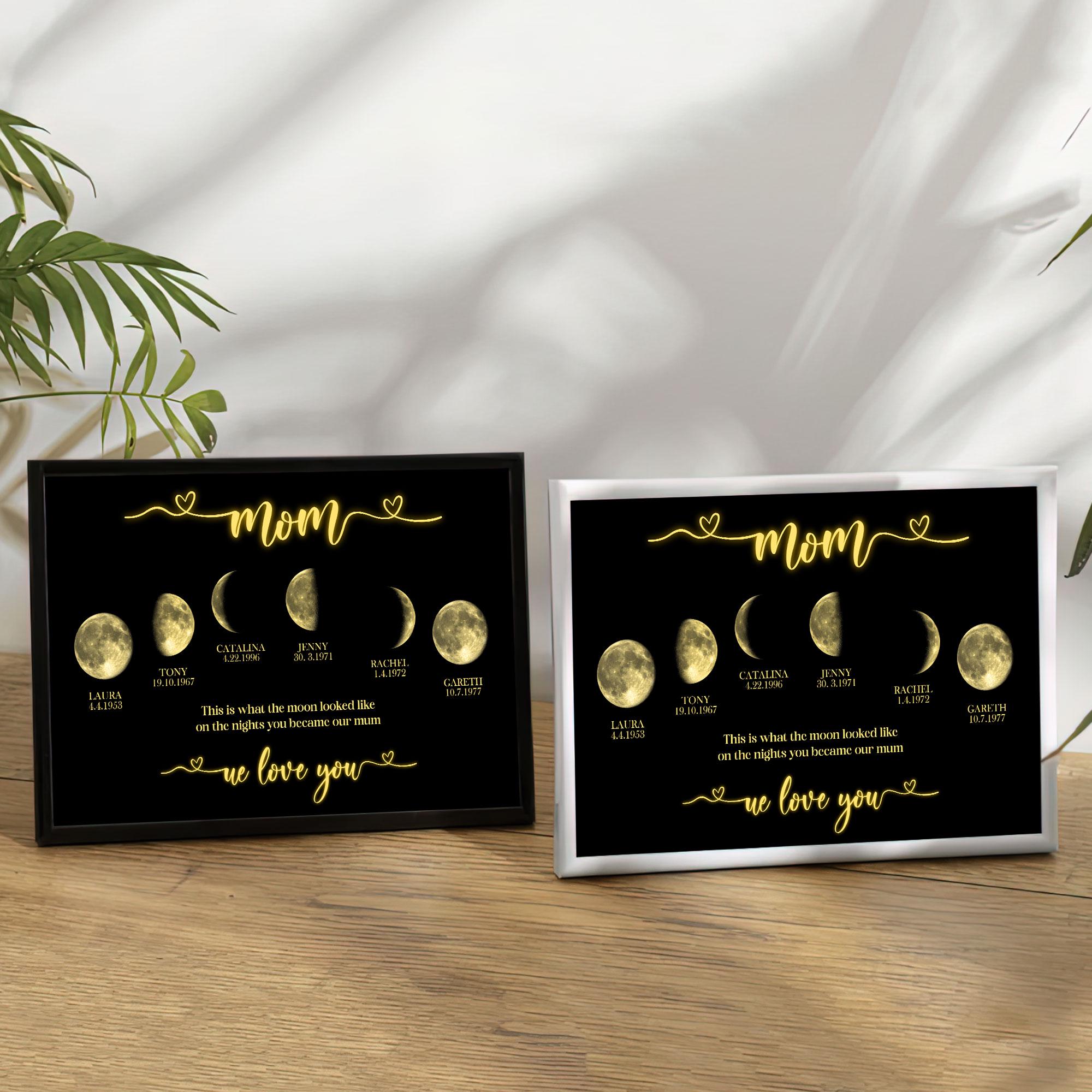 Personalized Family Moon Phase Wall Art, Custom Lunar By Date Gift, Custom Moon By Date Family Gift, Custom Housewarming Gift for Family