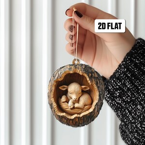 Goat 2D Flat Ornament, Goat Rearview Mirror Car Accessories, Baby Goat Christmas Ornament, Farmhouse Christmas Decor, Xmas Gift for Farmer