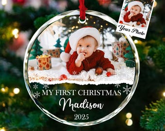 Custom Baby Photo Ornament, Personalized Babys First Christmas Ornament, Baby Face Picture Ornament, New Baby Gift, Newborn Christmas Gift