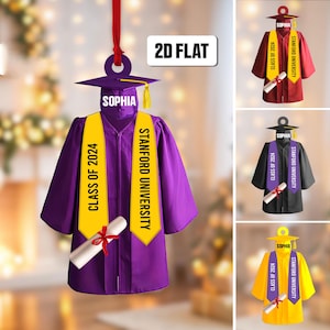 Personalized Graduation 2D Flat Christmas Ornament, Custom Senior Christmas Ornament, Class of 2024 2025 Ornament, Gifts for Senior Graduate