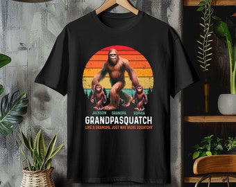 Personalized Grandpasquatch Shirt, Custom Kid Name Dadsquatch Like A Dad Just Way More Squatchy Shirt, Bigfoot Shirt, Gift for Dad, Grandpa