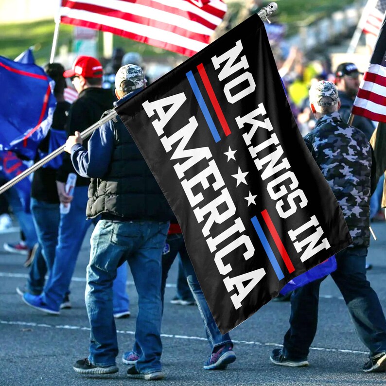 Bandera de No Kings in America, bandera anti-Trump, bandera de protesta, bandera de la democracia, protesta, regalo para los anti-MAGA, bandera patriótica, bandera de la Cámara Liberal imagen 4