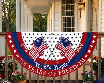 America 250th Anniversary Banner, Patriotic Porch Decor, Semicircle Bunting Flag, Fourth of July Outdoor Decor, USA 1776 2026 Banner