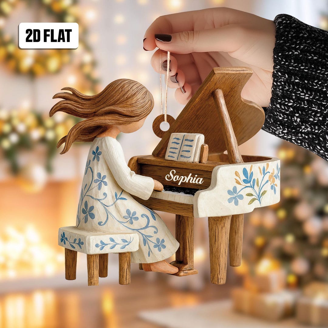 Personalized Piano 2D Flat Ornament, Music Christmas Ornament, Piano ...