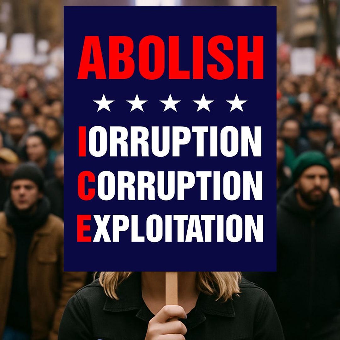 Iorruption Corruption Exploitation Sign, Abolish ICE Sign, Keep the ...