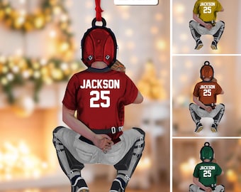 Adorno plano 2D personalizado de jugador de béisbol para niños, adorno de béisbol con nombre personalizado, recuerdo de béisbol, adorno de uniforme de béisbol, regalo para niños