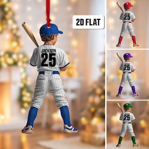 Personalized Kid Baseball Player 2D Flat Ornament, Custom Name Baseball Ornament, Baseball Keepsake, Baseball Uniform Ornament,Gift for Kids