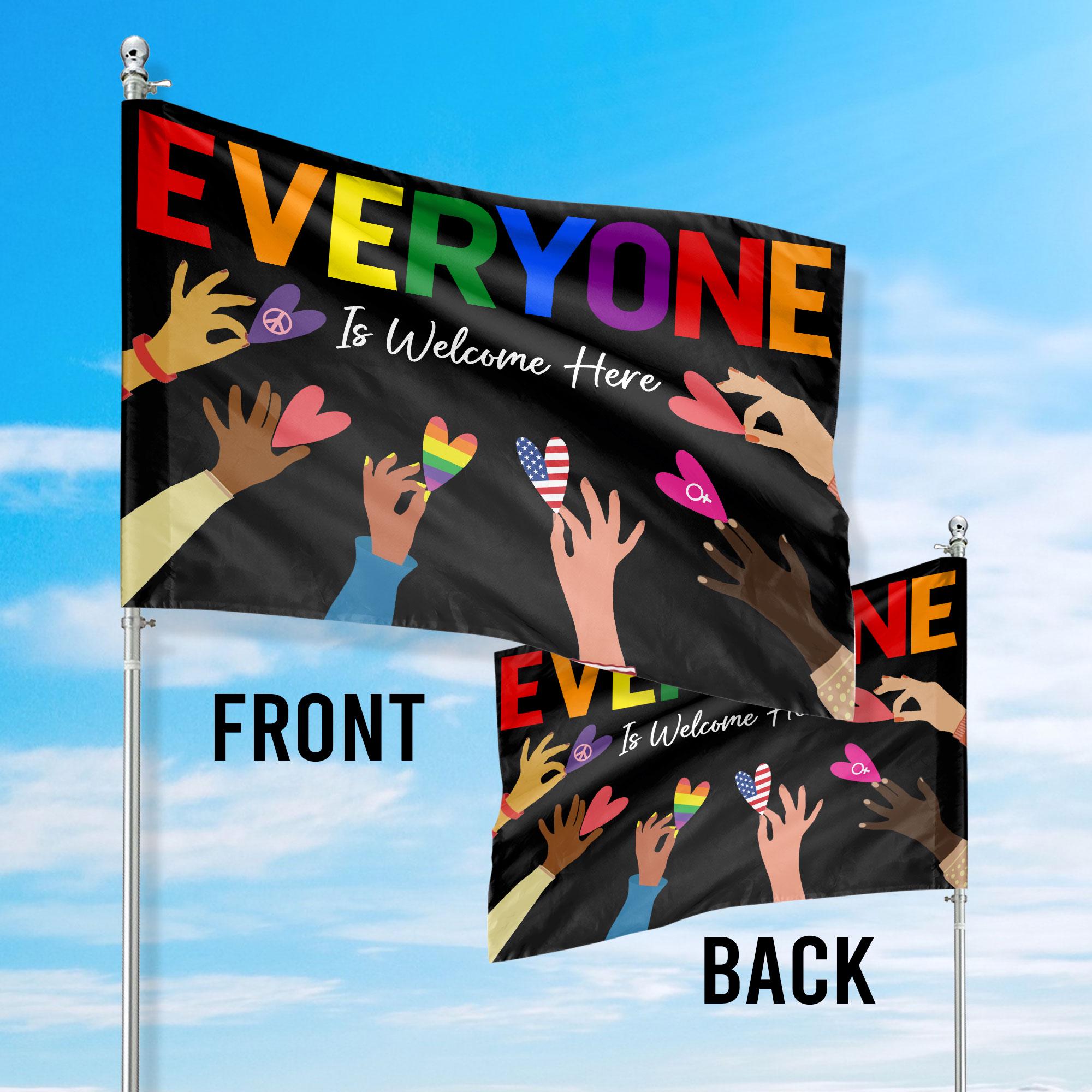 Everyone is Welcome Here Flag, LGBT House Flag, Support Flag, LGBT Love ...