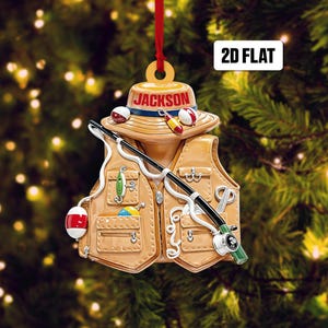 Personalized Fishing 2D Flat Ornament, Fishing Man Ornament, Christmas Gift For Fishing Lovers, Xmas Tree Decor Gift For Fishing Lovers
