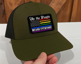 We The People Rainbow Pride Trucker Hat - Navy We the People Means Everyone LGBTQ Pride Rainbow American  main image 4