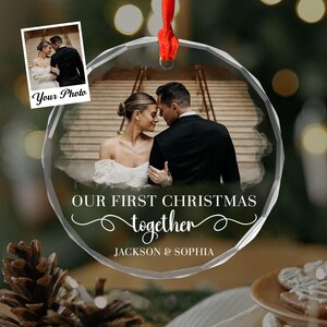 Personalized Photo Ornament, Custom Our First Christmas Together Ornament, Christmas Gift for Couple, New Couple Gifts, Couple Keepsake Gift
