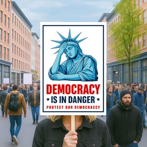 Protect Our Democracy Protest Sign, Anti-Trump Resistance, Political Activist Poster, Rally Sign, Resist Fascism Protest Poster