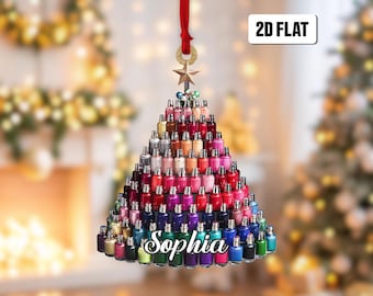 Personalized Nail Artist 2D Flat Ornament, Nail Tech gift Christmas Ornament, Nail Salon Decor, Christmas Gift for Nail Artist, Nail Polish