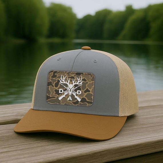 Hunting Dad Leather Patch Hat, Father's Day Hat, Best Dad Leather