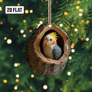 Parrot 2D Flat Ornament, Parrot Rearview Mirror Car Accessories, Parrot Christmas Ornament, Holiday Gift for Parrot Lover, Animal Lover
