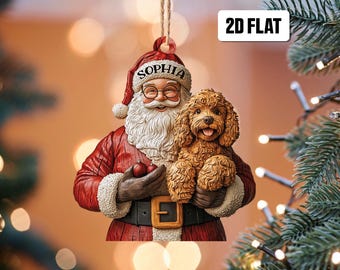 Personalized Goldendoodle 2D Flat Ornament, Goldendoodle Rearview Mirror Car Accessories, Goldendoodle Christmas Ornament, Gift for Dog Mom