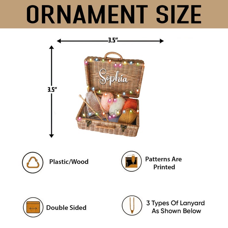 Personalized Knitting Yarns Box 2D Flat Ornament, Knitting Accessories