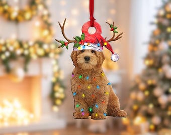Goldendoodle  2D Flat Ornament, Goldendoodle Dog Rearview Mirror Car Accessories, Goldendoodle Christmas Ornament, Goldendoodle Lover Gift