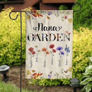 Grandma&#39;s Flowers Garden Flag, Grandma Garden Flag, Custom Garden Art, Gift For Grandma, Garden Flags, Grandma Yard Flag, Gifts For Grandma
