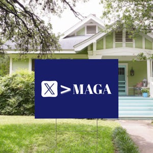 Trump vs Elon Musk Yard Sign – X &gt; MAGA Political Sign, Funny Anti-Trump Pro-Elon Decor, Trending 2024 Election Yard Sign