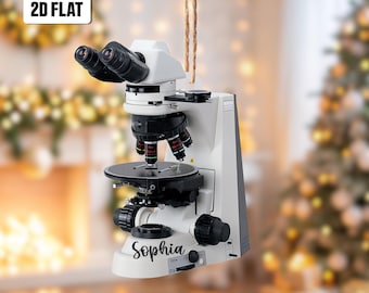 Personalized Medical Microscope 2D Flat Ornament, Chemistry Ornament, Scientist Ornament for Chemistry Lover, Science Christmas Ornament