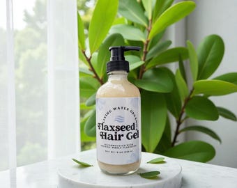Flaxseed Hair Gel Made With Organic Flaxseeds: Natural Curl Definition, Glass Container
