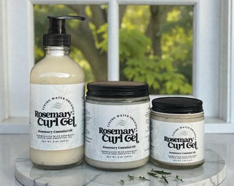 Gel para rizos con romero, hidratante y definidor para cabello rizado, afro y ondulado.