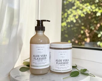 Gel capilar de aloe vera y linaza (con dosificador opcional), envase de vidrio.