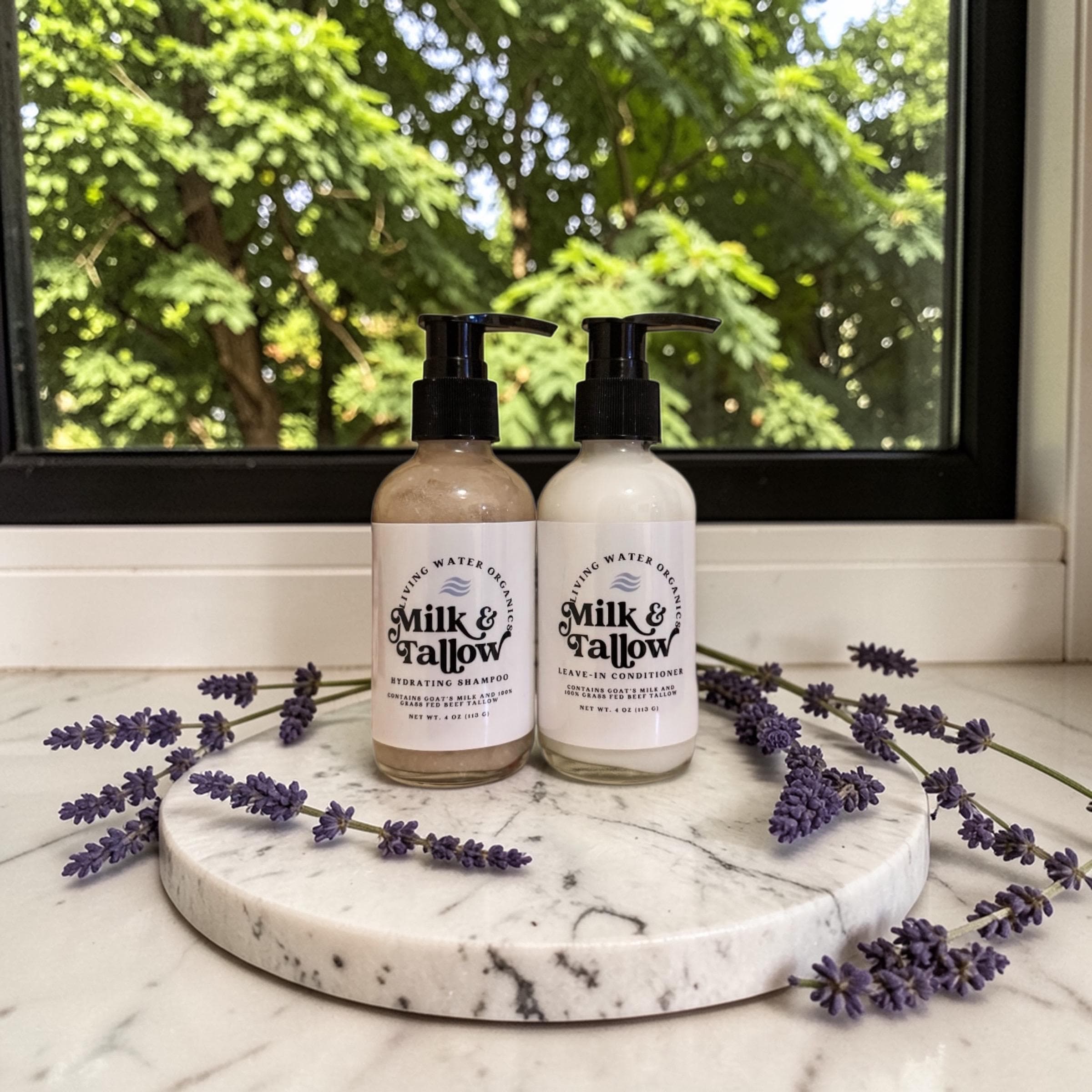 Goat Milk & Tallow Shampoo and Conditioner Set Hydrating Curly Hair Care