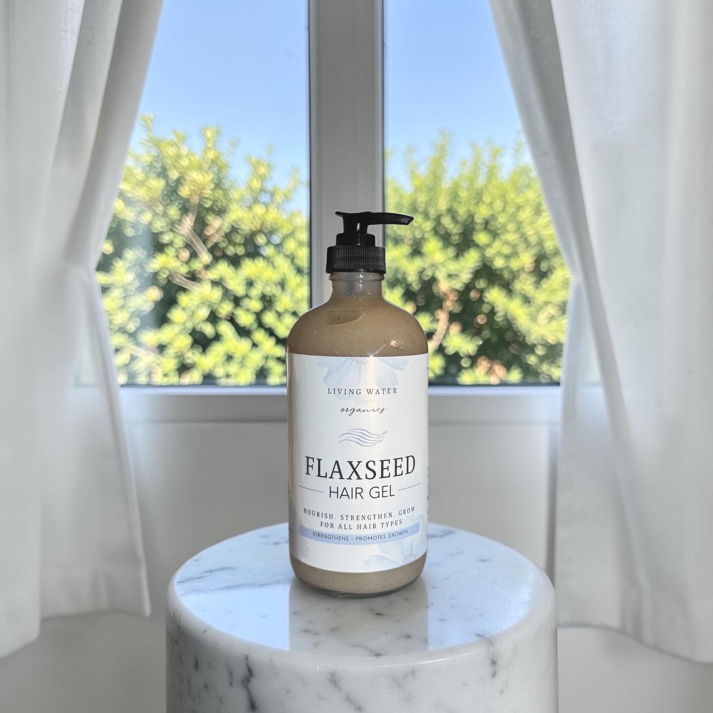 Flaxseed Hair Gel Made With Organic Flaxseeds: Natural Curl Definition, Glass Container