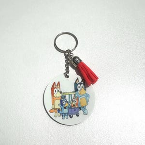 Bluey & Bingo Hug Wooden Keychain – Double-Sided Oval Charm | Cute Friendship or Sibling Gift
