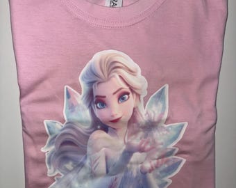 Elsa Fee T-Shirt: Frozen Princess, rosa Baumwolle, Mädchengröße 8-9